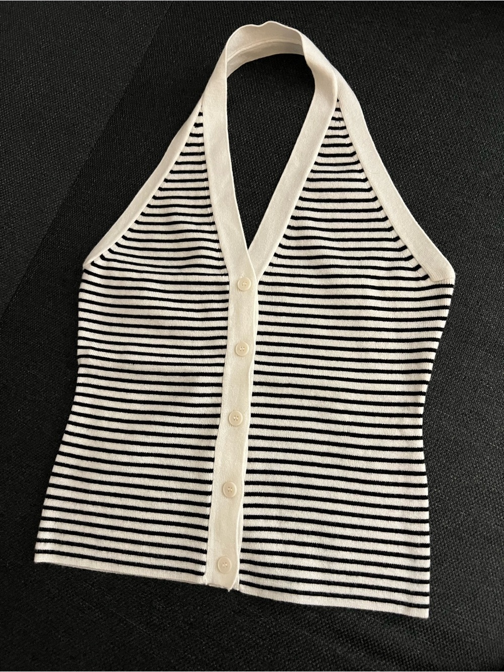 NWOT Vici Halter sweater cream/black stripe size M